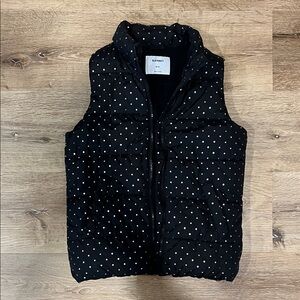 Old Navy Black Puffer Vest with White Polka Dots